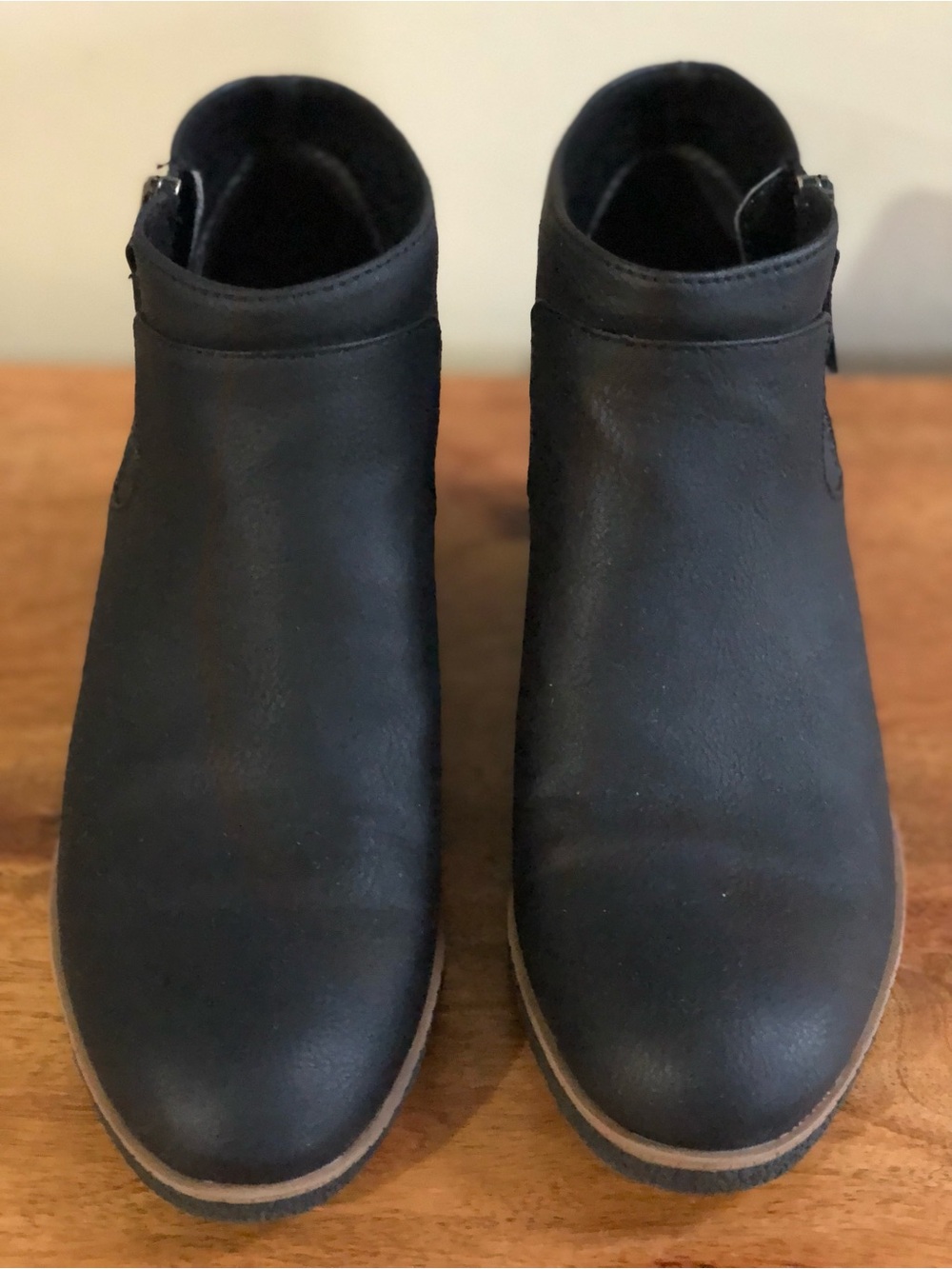 Dr. Scholl's Black Ankle Booties with Tan Trim